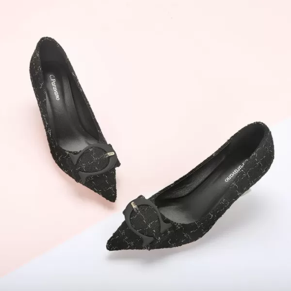 C.Paravano Women's Pumps | Low Heel for Women | Womens Designer Pumps | Kitten Heels for Women | Womens Short Heels | Leather Pumps for Women