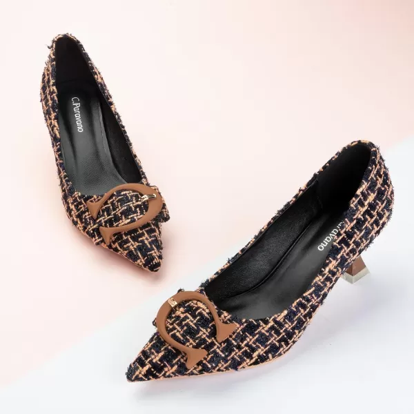 C.Paravano Women's Pumps | Low Heel for Women | Womens Designer Pumps | Kitten Heels for Women | Womens Short Heels | Leather Pumps for Women