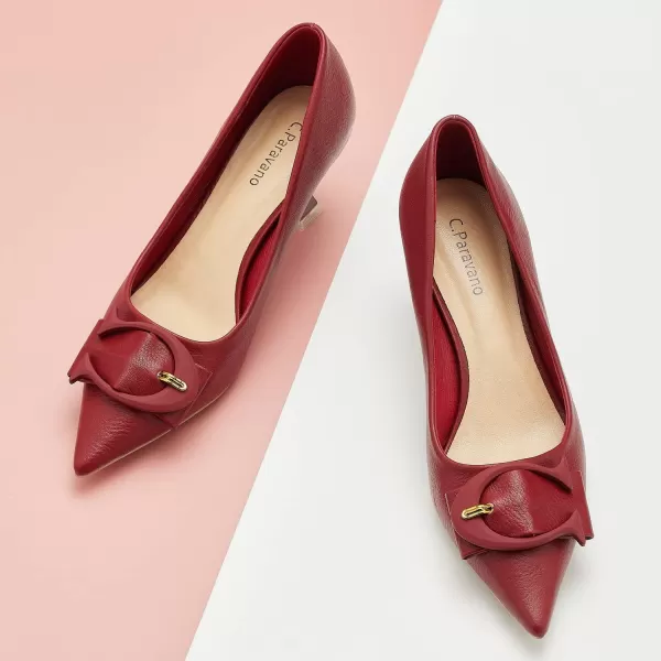 C.Paravano Women's Pumps | Low Heel for Women | Womens Designer Pumps | Kitten Heels for Women | Womens Short Heels | Leather Pumps for Women