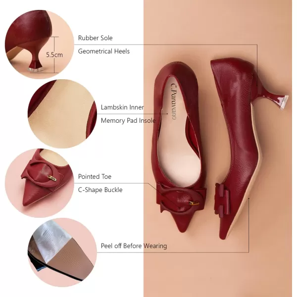 C.Paravano Women's Pumps | Low Heel for Women | Womens Designer Pumps | Kitten Heels for Women | Womens Short Heels | Leather Pumps for Women