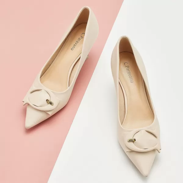 C.Paravano Women's Pumps | Low Heel for Women | Womens Designer Pumps | Kitten Heels for Women | Womens Short Heels | Leather Pumps for Women