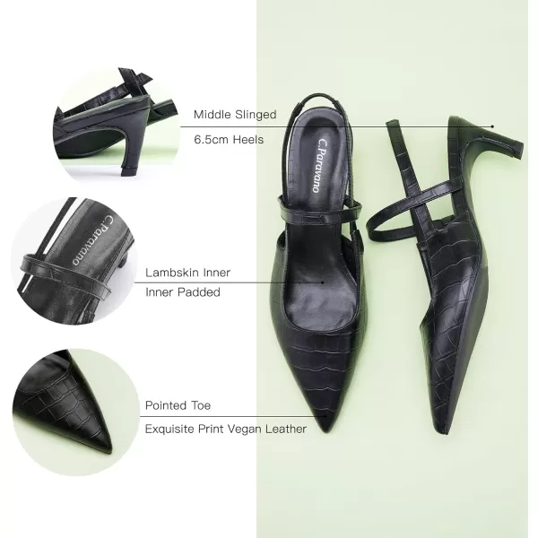 C.Paravano Women's Slingback Flats | Pointed Toe Flats Sandals | Leather Kitten Heels | Closed Heeled Sandal | Wedding Dress Pumps Shoes for Women