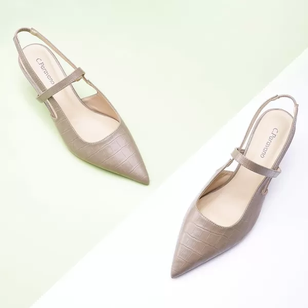 C.Paravano Women's Slingback Flats | Pointed Toe Flats Sandals | Leather Kitten Heels | Closed Heeled Sandal | Wedding Dress Pumps Shoes for Women