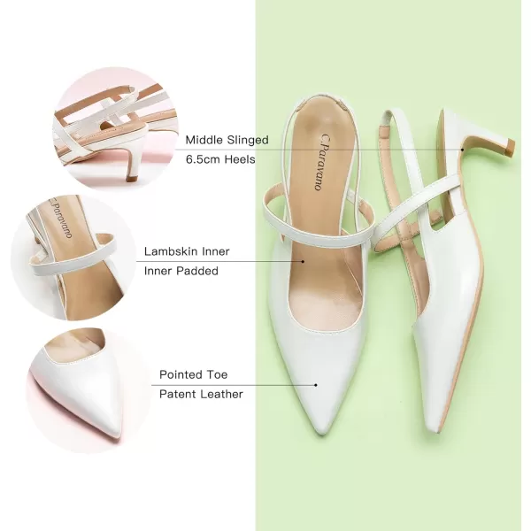 C.Paravano Women's Slingback Flats | Pointed Toe Flats Sandals | Leather Kitten Heels | Closed Heeled Sandal | Wedding Dress Pumps Shoes for Women