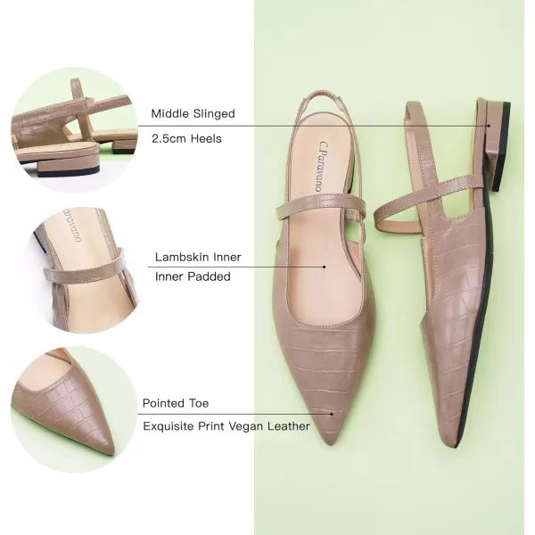 C.Paravano Women's Slingback Flats | Pointed Toe Flats Sandals | Leather Kitten Heels | Closed Heeled Sandal | Wedding Dress Pumps Shoes for Women