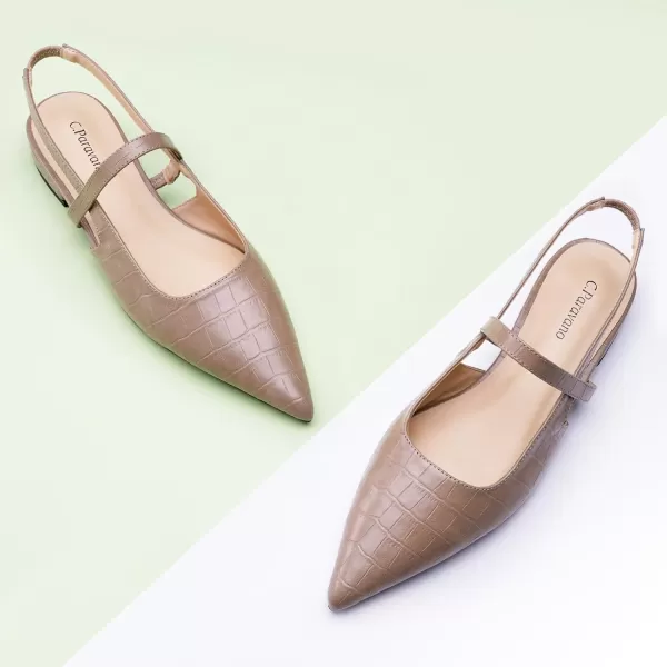 C.Paravano Women's Slingback Flats | Pointed Toe Flats Sandals | Leather Kitten Heels | Closed Heeled Sandal | Wedding Dress Pumps Shoes for Women