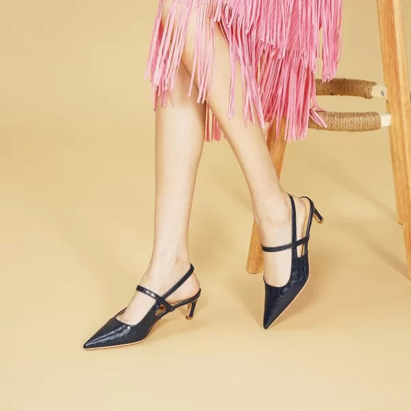 C.Paravano Women's Slingback Flats | Pointed Toe Flats Sandals | Leather Kitten Heels | Closed Heeled Sandal | Wedding Dress Pumps Shoes for Women