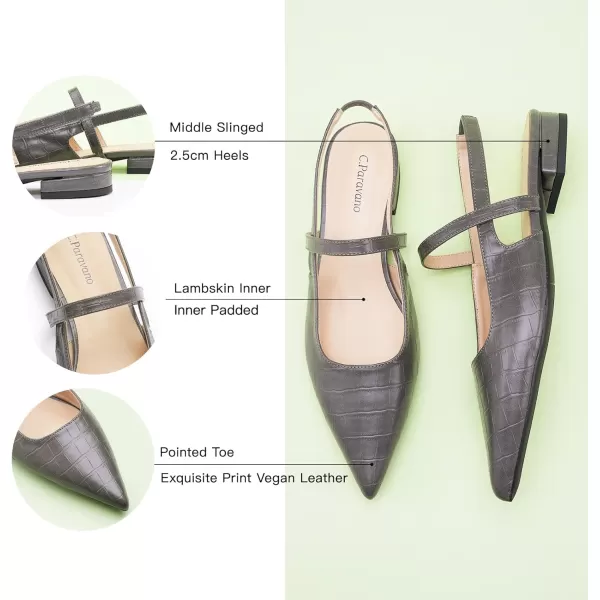C.Paravano Women's Slingback Flats | Pointed Toe Flats Sandals | Leather Kitten Heels | Closed Heeled Sandal | Wedding Dress Pumps Shoes for Women