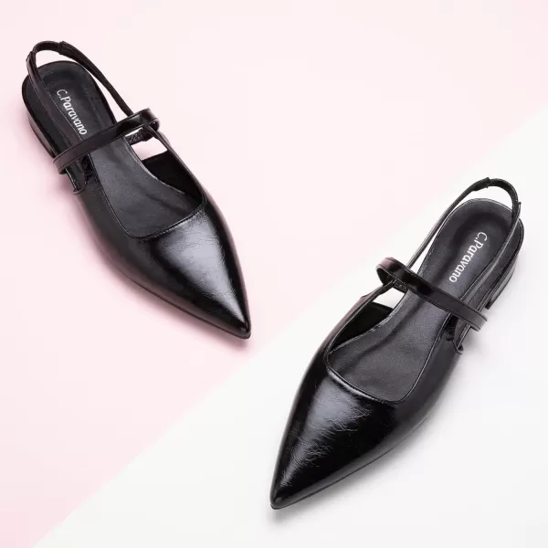 C.Paravano Women's Slingback Flats | Pointed Toe Flats Sandals | Leather Kitten Heels | Closed Heeled Sandal | Wedding Dress Pumps Shoes for Women