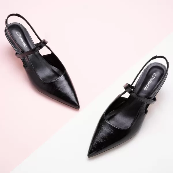 C.Paravano Women's Slingback Flats | Pointed Toe Flats Sandals | Leather Kitten Heels | Closed Heeled Sandal | Wedding Dress Pumps Shoes for Women