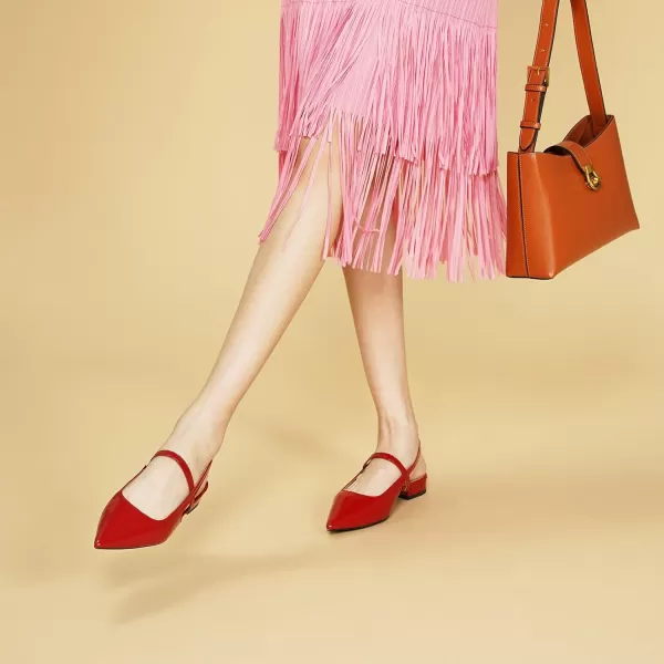 C.Paravano Women's Slingback Flats | Pointed Toe Flats Sandals | Leather Kitten Heels | Closed Heeled Sandal | Wedding Dress Pumps Shoes for Women