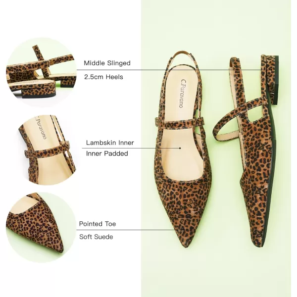 C.Paravano Women's Slingback Flats | Pointed Toe Flats Sandals | Leather Kitten Heels | Closed Heeled Sandal | Wedding Dress Pumps Shoes for Women