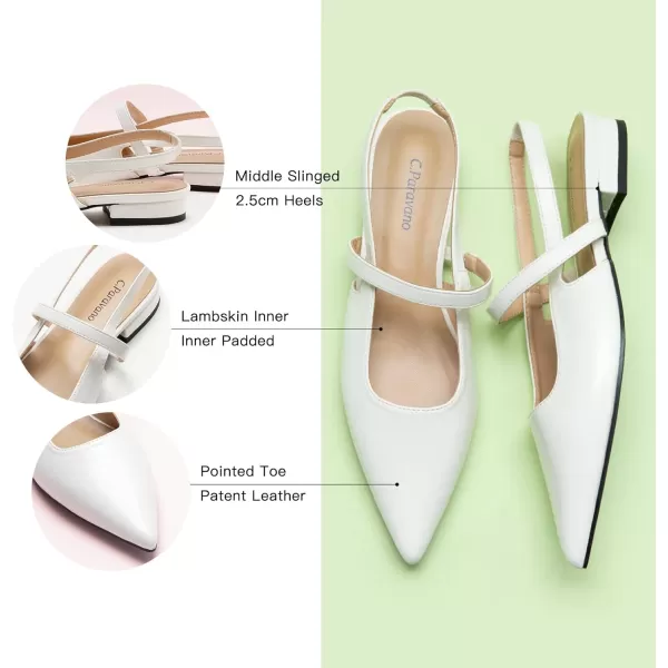 C.Paravano Women's Slingback Flats | Pointed Toe Flats Sandals | Leather Kitten Heels | Closed Heeled Sandal | Wedding Dress Pumps Shoes for Women