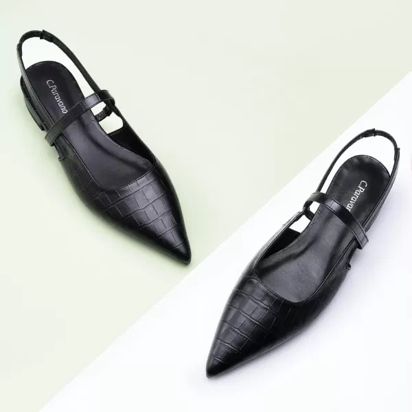 C.Paravano Women's Slingback Flats | Pointed Toe Flats Sandals | Leather Kitten Heels | Closed Heeled Sandal | Wedding Dress Pumps Shoes for Women