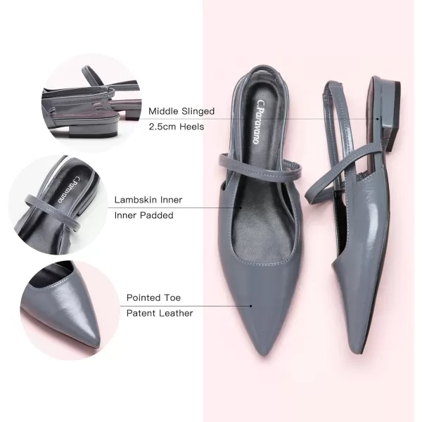 C.Paravano Women's Slingback Flats | Pointed Toe Flats Sandals | Leather Kitten Heels | Closed Heeled Sandal | Wedding Dress Pumps Shoes for Women
