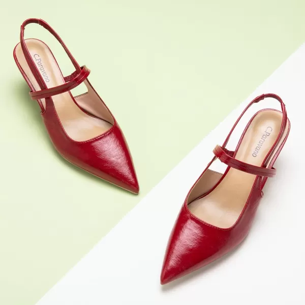 C.Paravano Women's Slingback Flats | Pointed Toe Flats Sandals | Leather Kitten Heels | Closed Heeled Sandal | Wedding Dress Pumps Shoes for Women