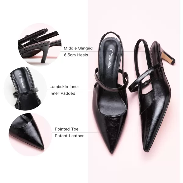 C.Paravano Women's Slingback Flats | Pointed Toe Flats Sandals | Leather Kitten Heels | Closed Heeled Sandal | Wedding Dress Pumps Shoes for Women