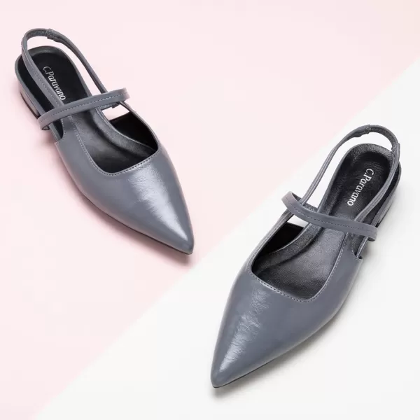 C.Paravano Women's Slingback Flats | Pointed Toe Flats Sandals | Leather Kitten Heels | Closed Heeled Sandal | Wedding Dress Pumps Shoes for Women