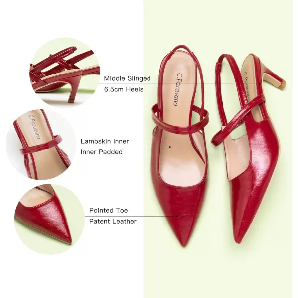 C.Paravano Women's Slingback Flats | Pointed Toe Flats Sandals | Leather Kitten Heels | Closed Heeled Sandal | Wedding Dress Pumps Shoes for Women