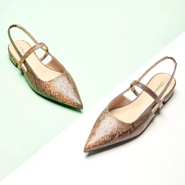 C.Paravano Women's Slingback Flats | Pointed Toe Flats Sandals | Leather Kitten Heels | Closed Heeled Sandal | Wedding Dress Pumps Shoes for Women