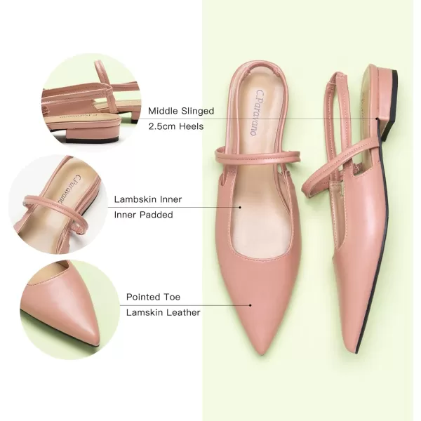C.Paravano Women's Slingback Flats | Pointed Toe Flats Sandals | Leather Kitten Heels | Closed Heeled Sandal | Wedding Dress Pumps Shoes for Women