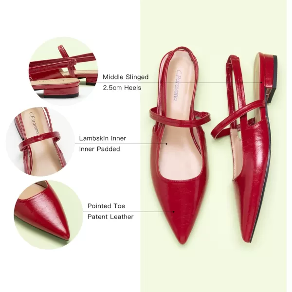 C.Paravano Women's Slingback Flats | Pointed Toe Flats Sandals | Leather Kitten Heels | Closed Heeled Sandal | Wedding Dress Pumps Shoes for Women
