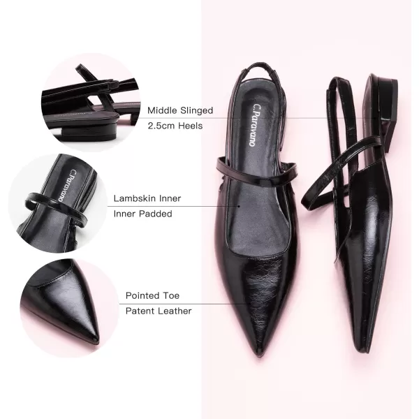 C.Paravano Women's Slingback Flats | Pointed Toe Flats Sandals | Leather Kitten Heels | Closed Heeled Sandal | Wedding Dress Pumps Shoes for Women
