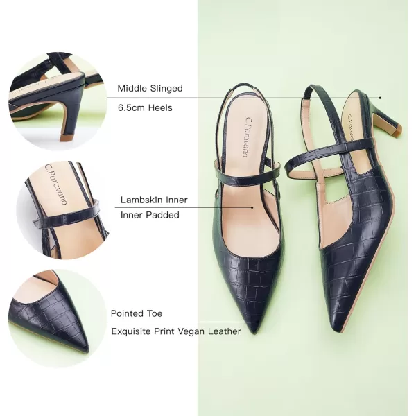 C.Paravano Women's Slingback Flats | Pointed Toe Flats Sandals | Leather Kitten Heels | Closed Heeled Sandal | Wedding Dress Pumps Shoes for Women