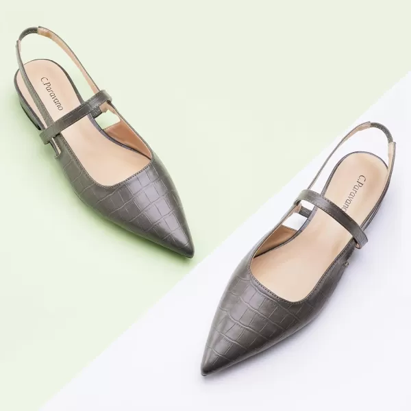 C.Paravano Women's Slingback Flats | Pointed Toe Flats Sandals | Leather Kitten Heels | Closed Heeled Sandal | Wedding Dress Pumps Shoes for Women