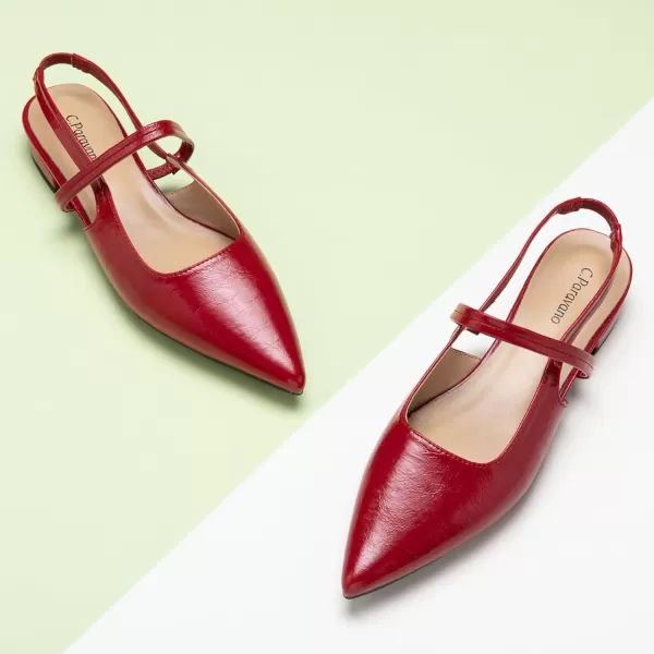 C.Paravano Women's Slingback Flats | Pointed Toe Flats Sandals | Leather Kitten Heels | Closed Heeled Sandal | Wedding Dress Pumps Shoes for Women