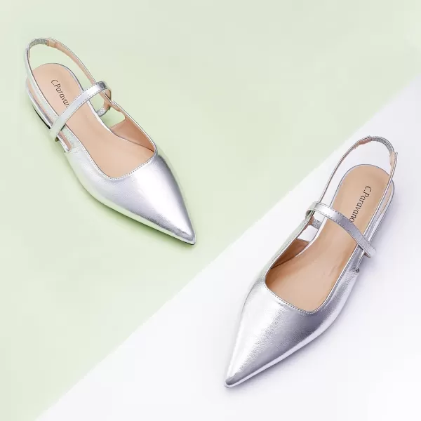 C.Paravano Women's Slingback Flats | Pointed Toe Flats Sandals | Leather Kitten Heels | Closed Heeled Sandal | Wedding Dress Pumps Shoes for Women