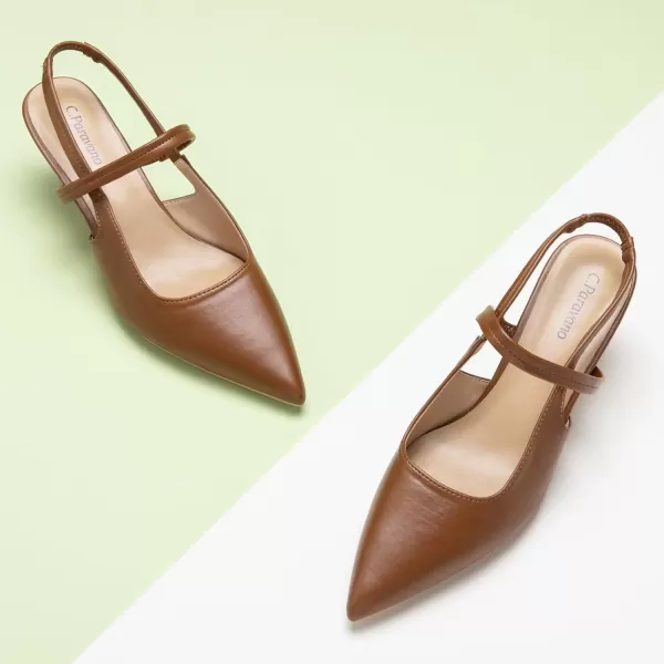 C.Paravano Women's Slingback Flats | Pointed Toe Flats Sandals | Leather Kitten Heels | Closed Heeled Sandal | Wedding Dress Pumps Shoes for Women