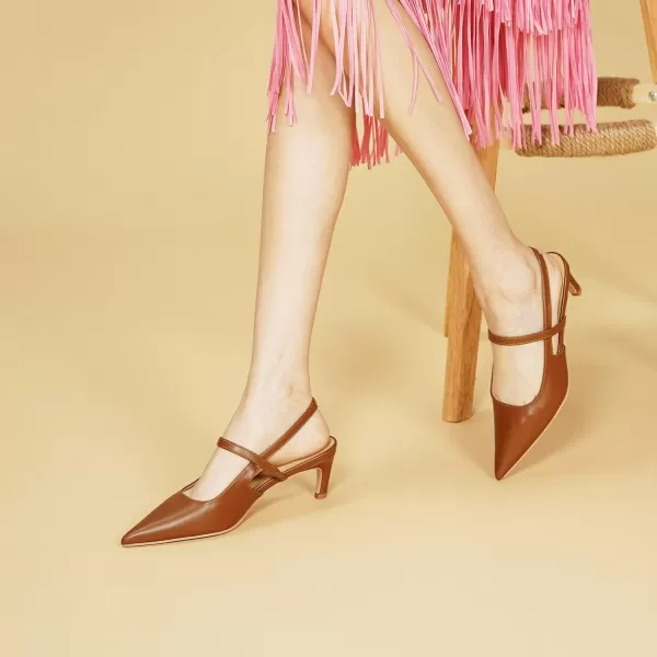C.Paravano Women's Slingback Flats | Pointed Toe Flats Sandals | Leather Kitten Heels | Closed Heeled Sandal | Wedding Dress Pumps Shoes for Women