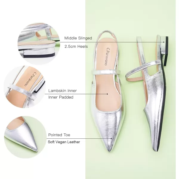 C.Paravano Women's Slingback Flats | Pointed Toe Flats Sandals | Leather Kitten Heels | Closed Heeled Sandal | Wedding Dress Pumps Shoes for Women