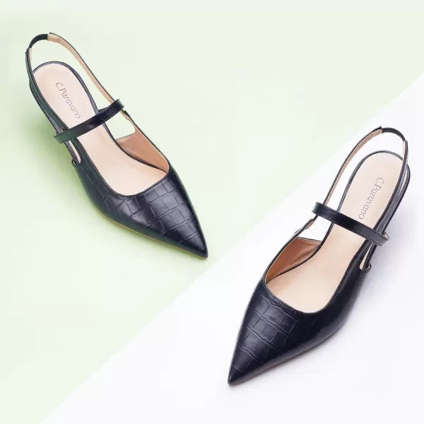 C.Paravano Women's Slingback Flats | Pointed Toe Flats Sandals | Leather Kitten Heels | Closed Heeled Sandal | Wedding Dress Pumps Shoes for Women