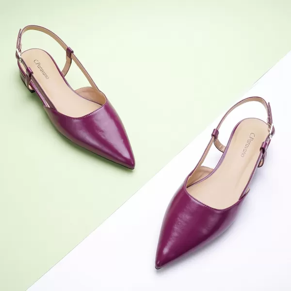 C.Paravano Women's Slingback Flats | Pointed Toe Slingback Flats for Women | Kitten Heel Slingback Sandals | Adjustable Ankle Strap Shoes