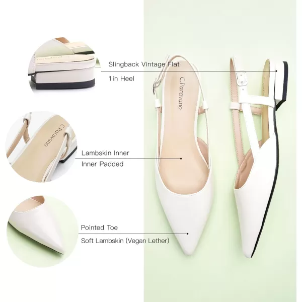C.Paravano Women's Slingback Flats | Pointed Toe Slingback Flats for Women | Kitten Heel Slingback Sandals | Adjustable Ankle Strap Shoes