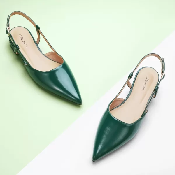 C.Paravano Women's Slingback Flats | Pointed Toe Slingback Flats for Women | Kitten Heel Slingback Sandals | Adjustable Ankle Strap Shoes