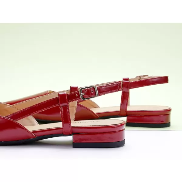 C.Paravano Women's Slingback Flats | Pointed Toe Slingback Flats for Women | Kitten Heel Slingback Sandals | Adjustable Ankle Strap Shoes