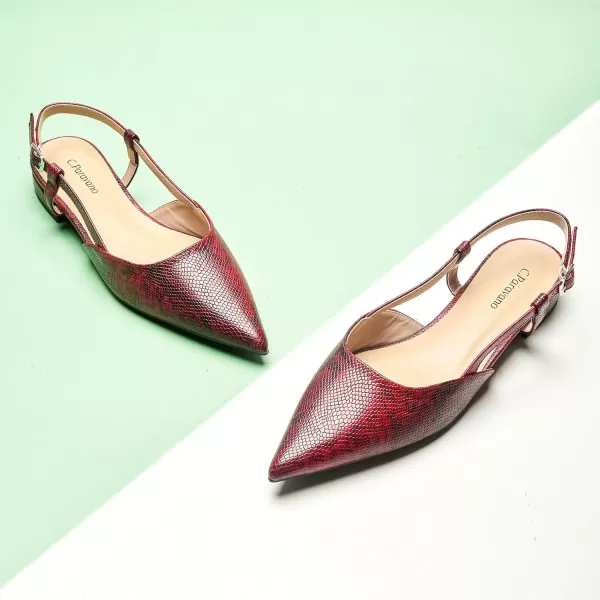 C.Paravano Women's Slingback Flats | Pointed Toe Slingback Flats for Women | Kitten Heel Slingback Sandals | Adjustable Ankle Strap Shoes