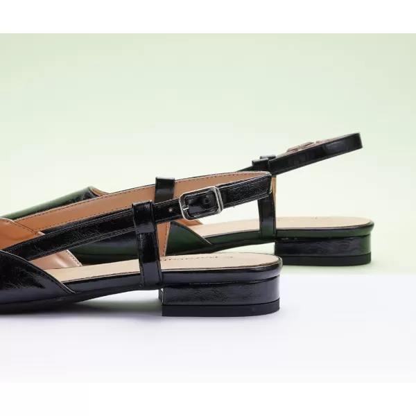 C.Paravano Women's Slingback Flats | Pointed Toe Slingback Flats for Women | Kitten Heel Slingback Sandals | Adjustable Ankle Strap Shoes