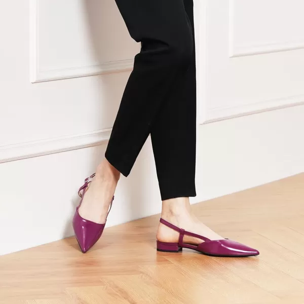 C.Paravano Women's Slingback Flats | Pointed Toe Slingback Flats for Women | Kitten Heel Slingback Sandals | Adjustable Ankle Strap Shoes