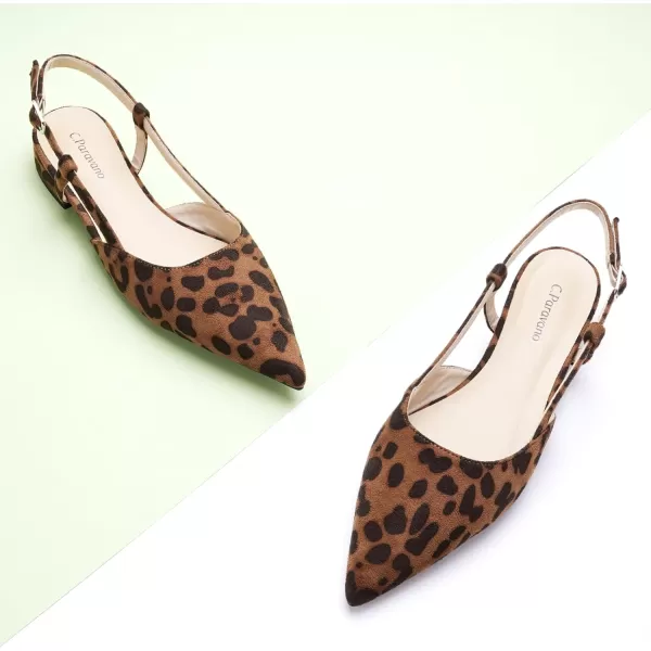 C.Paravano Women's Slingback Flats | Pointed Toe Slingback Flats for Women | Kitten Heel Slingback Sandals | Adjustable Ankle Strap Shoes