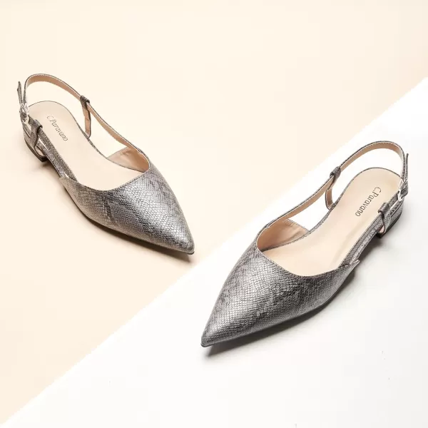 C.Paravano Women's Slingback Flats | Pointed Toe Slingback Flats for Women | Kitten Heel Slingback Sandals | Adjustable Ankle Strap Shoes