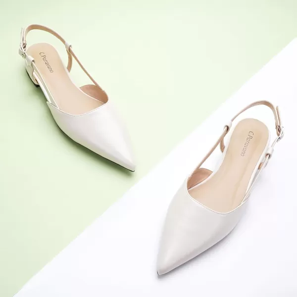 C.Paravano Women's Slingback Flats | Pointed Toe Slingback Flats for Women | Kitten Heel Slingback Sandals | Adjustable Ankle Strap Shoes