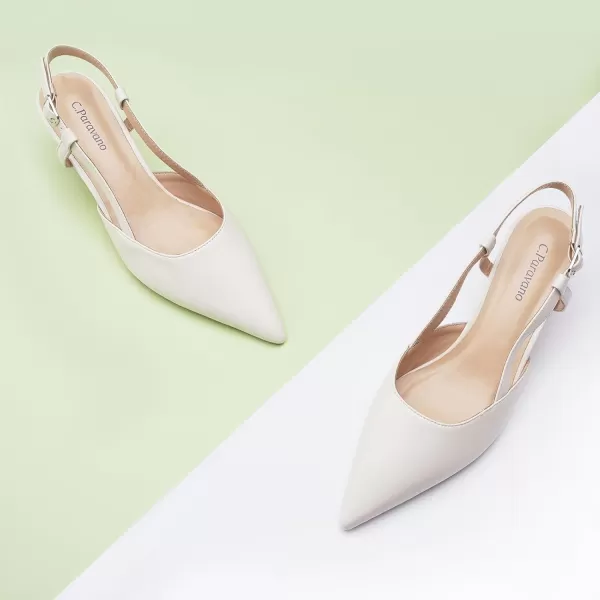 C.Paravano Women's Slingback Flats | Pointed Toe Slingback Flats for Women | Kitten Heel Slingback Sandals | Adjustable Ankle Strap Shoes