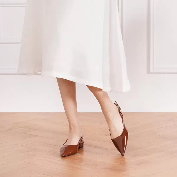 C.Paravano Women's Slingback Flats | Pointed Toe Slingback Flats for Women | Kitten Heel Slingback Sandals | Adjustable Ankle Strap Shoes