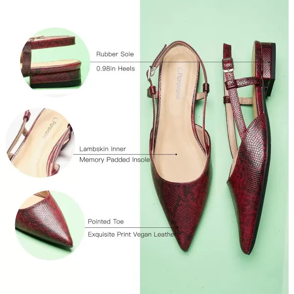 C.Paravano Women's Slingback Flats | Pointed Toe Slingback Flats for Women | Kitten Heel Slingback Sandals | Adjustable Ankle Strap Shoes