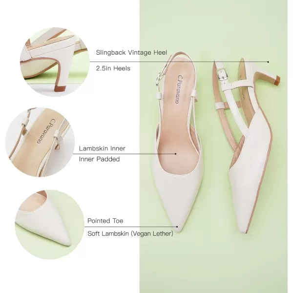 C.Paravano Women's Slingback Flats | Pointed Toe Slingback Flats for Women | Kitten Heel Slingback Sandals | Adjustable Ankle Strap Shoes
