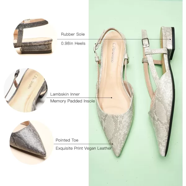 C.Paravano Women's Slingback Flats | Pointed Toe Slingback Flats for Women | Kitten Heel Slingback Sandals | Adjustable Ankle Strap Shoes